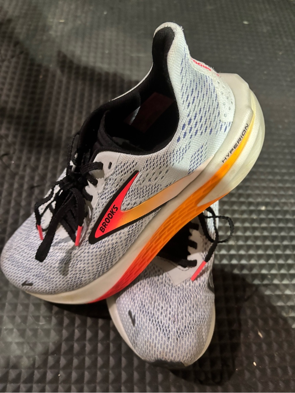 Brooks Hyperion Tempo Running Shoes - White with Black and Orange-Pink Gradient